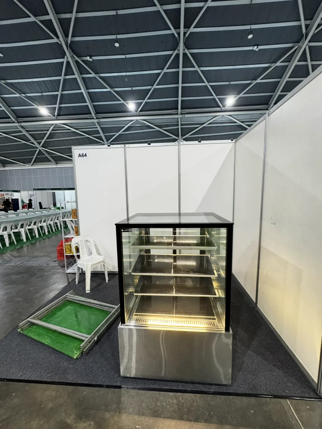 AANRS cake chiller rental Singapore, Kojima Four-Layer Cake Display Chiller B90L4F-S-W (Warm LED / 90cm / Steel Finishing), in use at a real Singapore event
