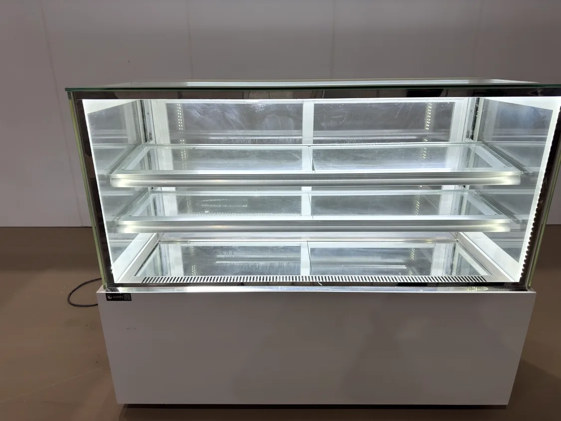 AANRS cake chiller rental Singapore, Kojima Three-Layer Cake Display Chiller B150L3-W-C (White LED / 150cm / White Finishing), in use at a real Singapore event