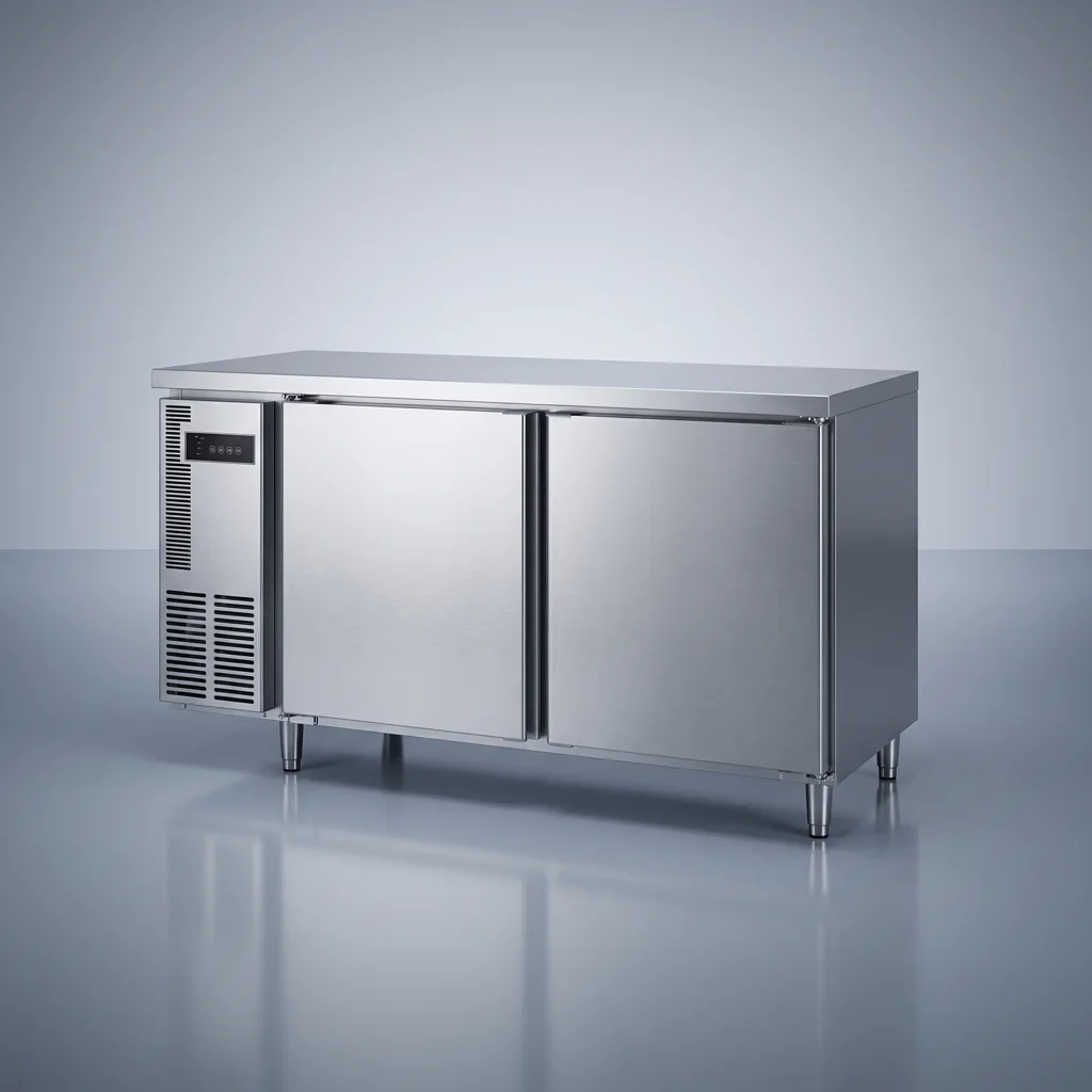 AANRS undercounter chiller rental Singapore, Hoshizaki FT-156MA-S 2-Door Undercounter Freezer, full unit on a plain studio background