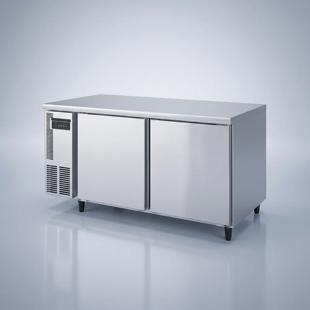 AANRS undercounter chiller rental Singapore, Hoshizaki FT-158MA-S 2-Door Undercounter Freezer, 750mm deep, full unit on a plain studio background