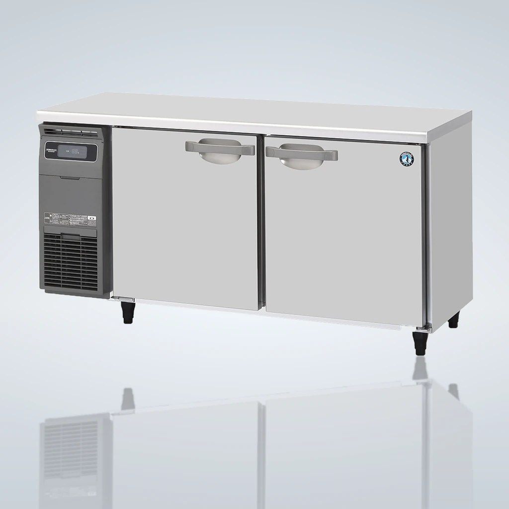 AANRS undercounter chiller rental Singapore, Hoshizaki RT-150SNG-1 2-Door Inverter Undercounter Chiller (Made in Japan), full unit on a plain studio background