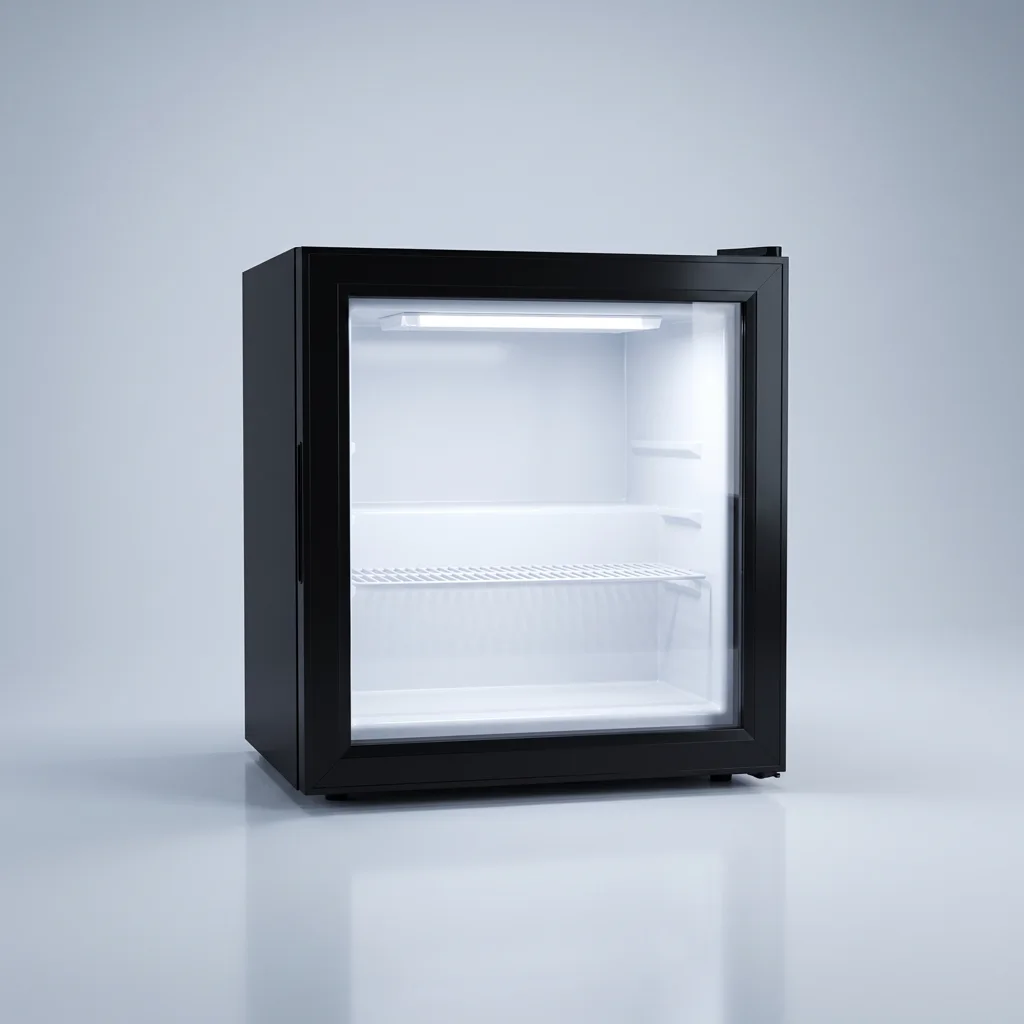 AANRS display fridge rental Singapore, Kojima Tabletop Single Glass Door Freezer, 41kg (Indoor / Outdoor Event), full unit on a plain studio background