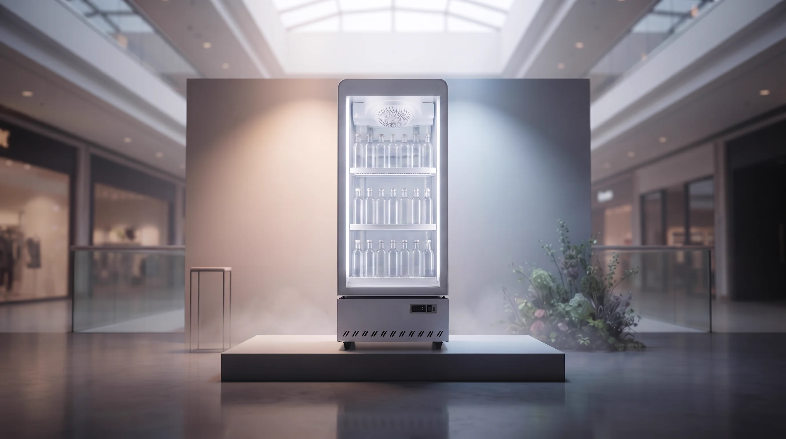 AANRS drink chiller rental Singapore, Kojima 255L Glass Display 1 Door Drink Chiller, styled for an event