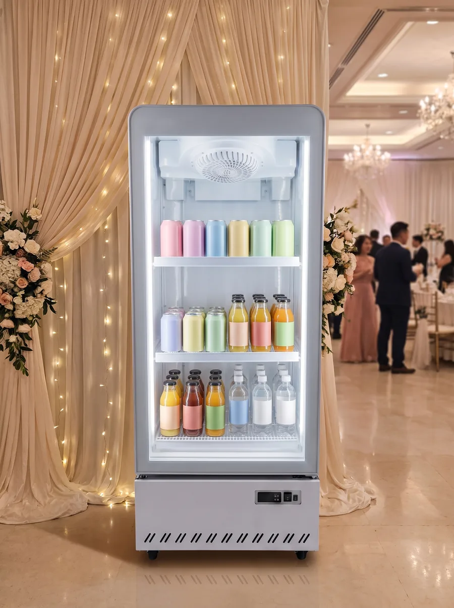 AANRS drink chiller rental Singapore, a compact 255L unit at a ballroom wedding bar