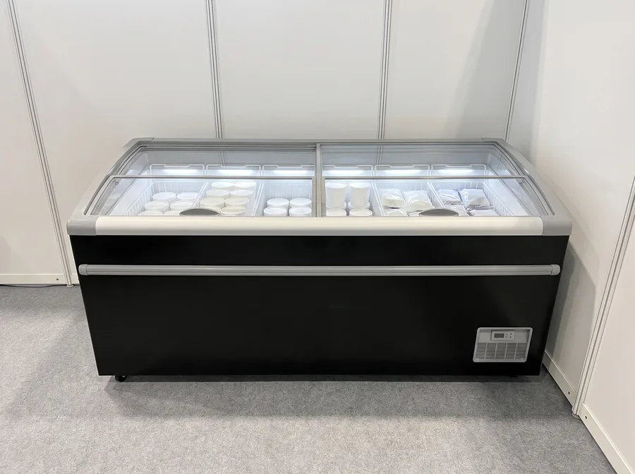 AANRS glass chest freezer rental Singapore, Kojima – Glass Display Chest Freezer W/Lights 630L, styled for an event