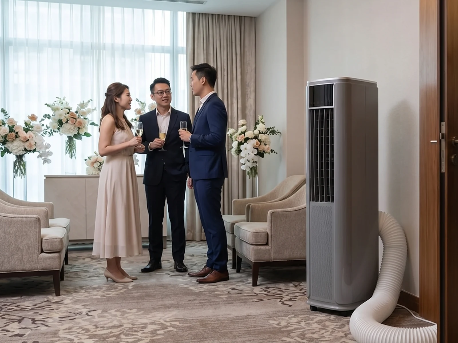 AANRS portable aircon rental Singapore, cooling a VIP holding room at a wedding